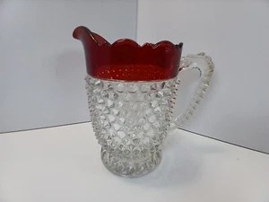 Antique Doyle Glass #150 Hobnail with Fan Edge & Thumbprint Base Milk Pitcher - Picture 1 of 8