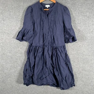 Witchery Dress Womens 10 Blue A Line Shirt Linen Ruffles Puff Formal Evening 4V - Picture 1 of 13