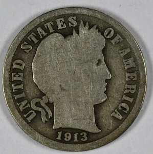 1913 S Barber Dime G - Picture 1 of 2