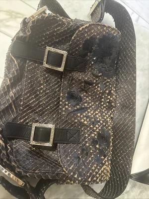 Bolso Vint John Galliano Paris Piel de Serpiente Marrón Negro Estrás Hecho en Francia Foto 1 de 4
