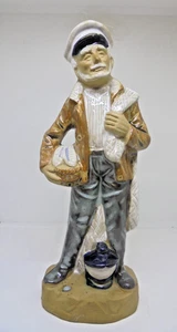Old Fisherman with His Good Catch and Net Figurine Glazed Clay - Picture 1 of 8