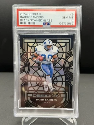 Barry Sanders 2024 Panini Obsidian #6 Vitral Negro SSP PSA 10 Estuche Hit Foto 1 de 3