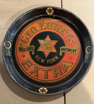 George Ehret винтажный пивной поднос Hell ворота Нью-Йорк даты от предварительного запрета - Изображение 1 из 4