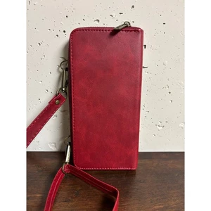 Megshi rot Kunstleder Reißverschluss Geldbörse mit Riemen Sommer Frühling Handtasche süß - Bild 1 von 6