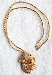 Gorgeous LEOPARD PENDANT NECKLACE 24" Enamel and Crystal 3D - Picture 1 of 4