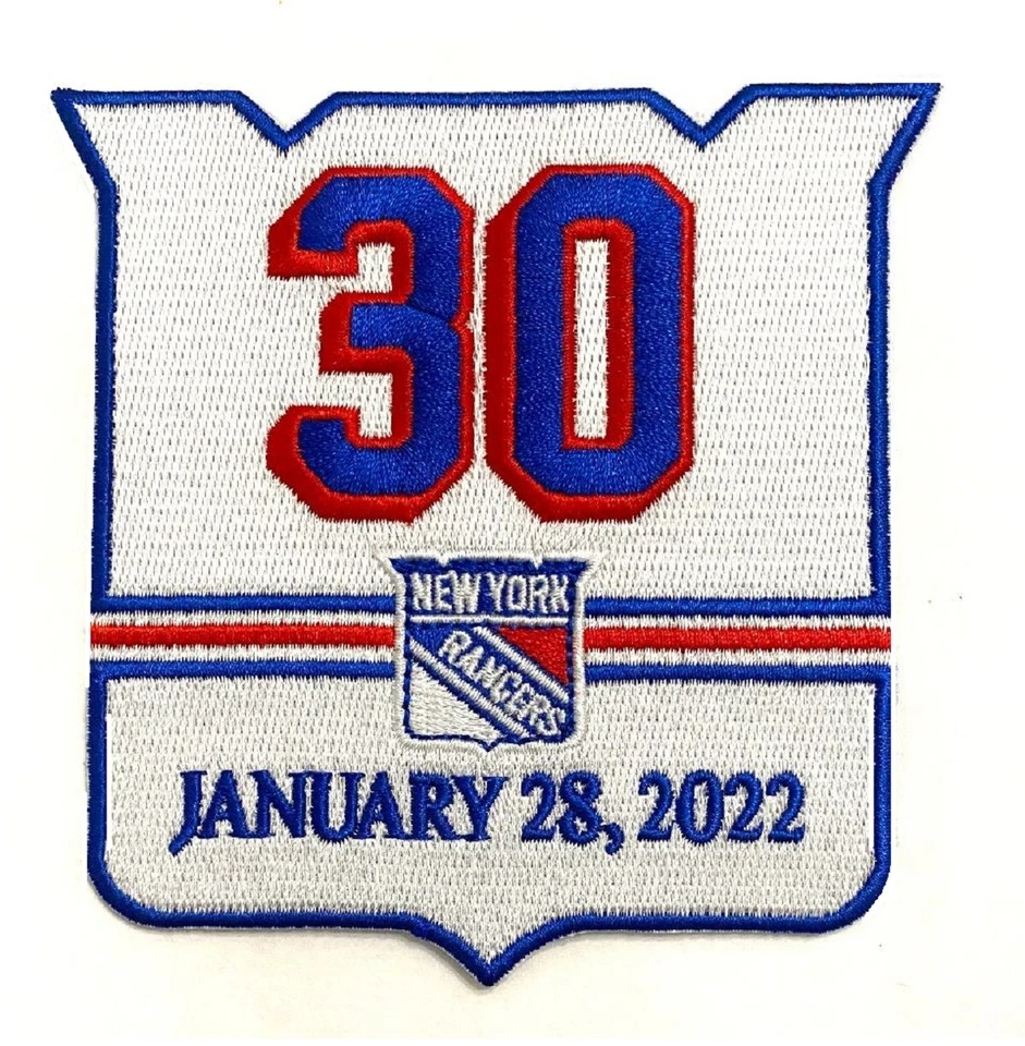Parche de camiseta de retiro de Henrik Lundqvist de los New York Rangers #30 28 de enero de 2022 Foto 1 de 2
