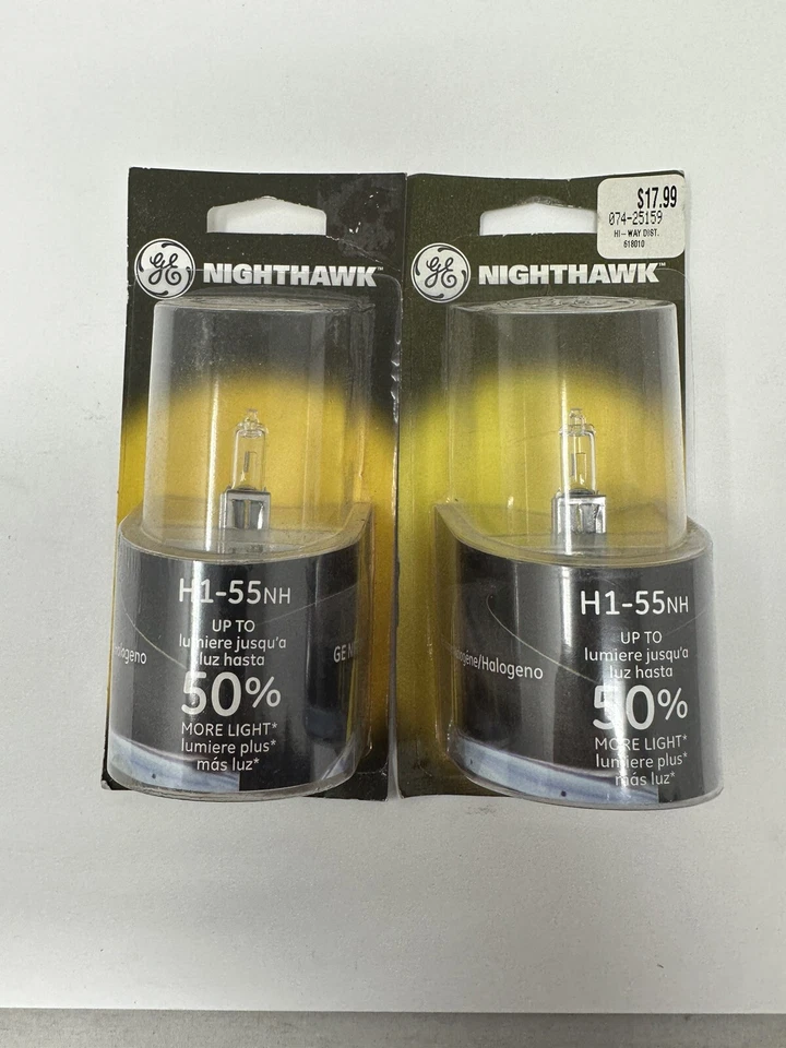 2 pack of GE Nighthawk H1-55NH Headlight Bulb H1-55NH/BP 12V * New Foto 1 de 3