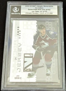 🔥#/50 JOE SAKIC Stick Jersey 2002-03 Be A Player Ultimate Memorabilia Game Usado - Imagen 1 de 4