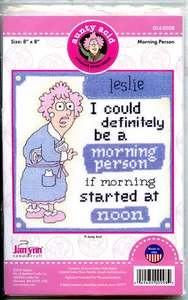 Aunty Acid - MORNING PERSON - Janlynn Counted Cross Stitch Kit - 8x8" - NEW - Imagen 1 de 2