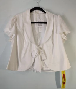 Changes by Together Women’s White Blazer Jacket w/Tie Front Sz UK 18 US 14/L NWT - Picture 1 of 21