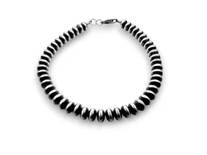 Navajo Sterlingsilber Rondelle Untertasse flach Perlen Armband 6 mm 6" 97606 - Bild 1 von 8