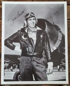 JAMES JIM SWETT SIGNED 8x10 PHOTO USMC WWII FLYING ACE PILOT MEDAL OF HONOR MOH - Picture 1 of 1