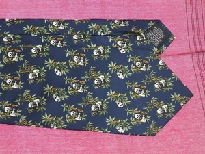 Corbata Corbata Oso Panda Seda L 58 Pulgadas W 3.8 Diseñador - Imagen 1 de 8