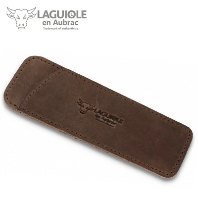 Laguiole en Aubrac - 11/12 cm Taschenmesser Leder Etui braun vintage Messerhülle