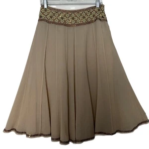 DKNY Donna Karan Seide Midi Rock A-Linie Perlen Taille 100% Seide Gr. 4 Neu - Bild 1 von 7