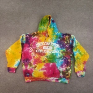 Breckenridge Colorado Hoodie Women Large Purple Tie Dyed Colorful Long Sleeve - Picture 1 of 9