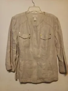 Giacca blazer donna CHICOS panna con oro metallizzato 100% lino taglia 0 - Foto 1 di 17