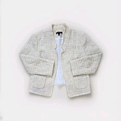 Ann Taylor Yellow and Beige Open Front Suit Tweed Jacket - 4 - Image 1 of 4