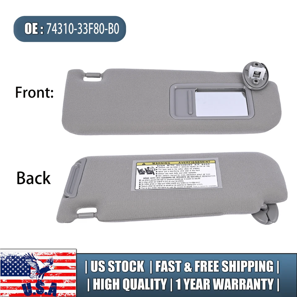 Parasol derecho gris para Toyota CamrY 2012-2017 74310-33F80-B0 Foto 1 de 4