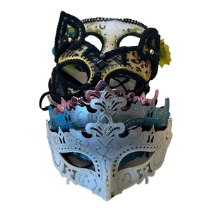 Lot of 5 Mardi Gras Masks Masquerade Eye Masks Halloween Costume Multi Color - Picture 1 of 3