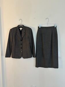 Talbots multicolor lined wool long skirt suit size 8