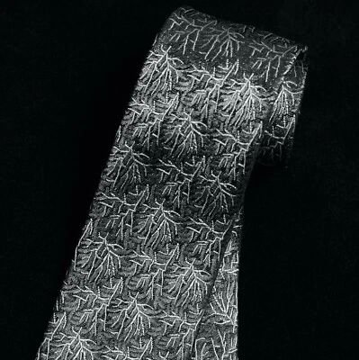 Vintage 1950s 60s Silver Gray & Black Lightning/Nerves 100% Silk Skinny Necktie - Image 1 of 4