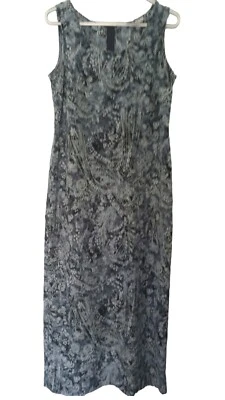Maxi Vestido Sheri Martin New York Mujer Gris 8 Cachemira Floral Sin Mangas Cremallera Trasera Foto 1 de 4