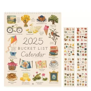 2025 Bucket List Calendar, 12 Months Schedule Planner With To-do List 28.5*21cm - Picture 1 of 12