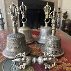 4 Vintage Old Tibetan Buddhist Ritual Drilbu Bell & 1 Dorjee Dorji Artifact