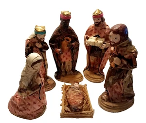 Juego de Belén Arte Popular Papel Maché Antiguo/Vintage RARO Único Lote de 6 Set - Imagen 1 de 24