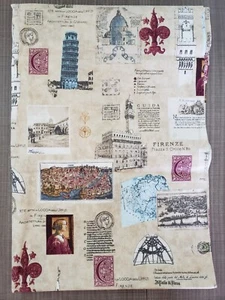 Erbstück Tagebuch Reise Touristen Creme 100 % Baumwolle 43"" B x 76"" L - Bild 1 von 4