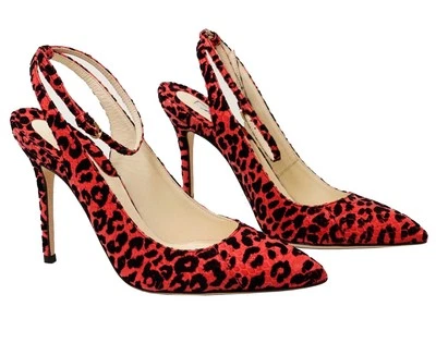 Brian Atwood Snakeskin Slingback In Leopard Red Pumps Size: 7 RET $1195.00 — 第 1/4 张图片