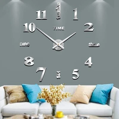 Wall Clock - Frameless 3D DIY - Mirror Effect - Image 1 of 4