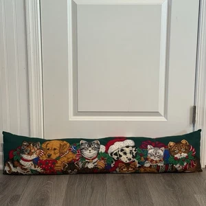 Christmas Kitten & Puppy Door Stop Window Doorway Draft Couch Pillow 38” x 9’’ - Picture 1 of 14