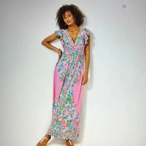 Lilly Pulitzer "Verona" Flutter Sleeves Dress (Havana Pink) Size 4 - Picture 1 of 17