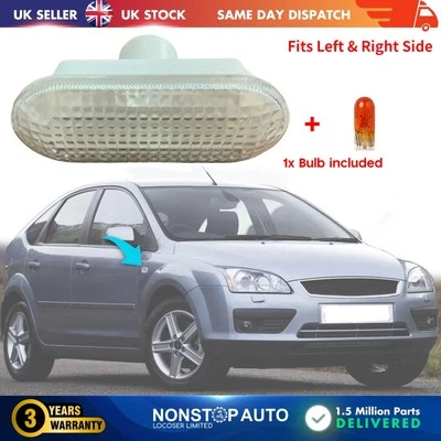 Lente Del Faretto Indicatore Laterale Chiara Per Ford Focus II C Max Fiesta MK5 - Immagine 1 di 4