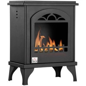 HOMCOM Freistehende Bio Ethanol Kamin Heizung mit 0,9L Tank, Schwarz - Bild 1 von 12