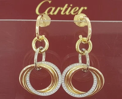 Cartier Trinity Crash Pave Diamond Drop Earrings 18K Multi-Colored Gold - Image 1 of 4