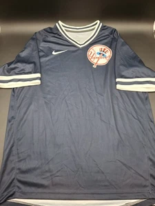NY Yankees Nike Dri-fit Navy Cooperstown Collection Legend V-Neck Jersey Sz L - Picture 1 of 6