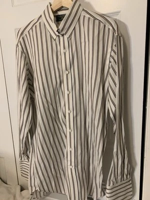 Tom James Men’s Sz XL Dress Shirt Button Down Collar DMJ Initial Sleeves Striped - Image 1 of 4
