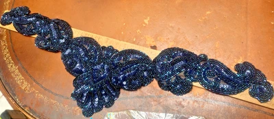 Faja de cinturón vintage lentejuelas 4,25x18" cuentas de vidrio cosidas a mano 1 pieza decoración nupcial glamour Foto 1 de 4