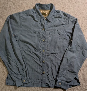 Exofficio Women`s Blue Button Up Roll Tab Long Sleeve Vented Shirt / Size S/P - Picture 1 of 8