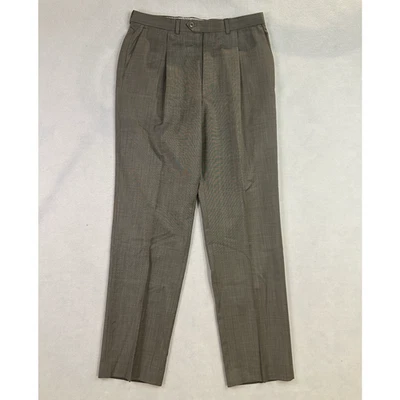 Pantalón M&S Para Hombre Talla 34x33 Marrón Lana Cachemira Colección Plisado Pierna Recta Foto 1 de 4