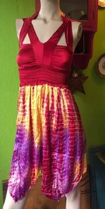 Satin Kleid⭐️Batik⭐️Gr. XS⭐️Lisa Malo⭐️Zipfelrock⭐️Party Tanzen Festival⭐️neu - Bild 1 von 9