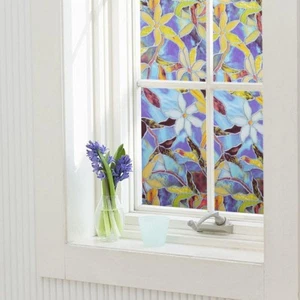 Self Adhesive Glass Window Sticker Film Privacy PVC Frosted Floral Bathroom Deco - Picture 1 of 6
