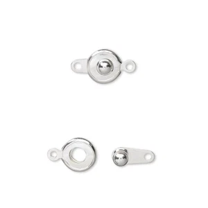 Silver Plated Button Snap Necklace Bracelet Clasps Findings 7.5mm Round 5 Sets - Picture 1 of 1