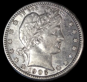 1906 barber quarter 25c choie au - svn781 - Picture 1 of 2