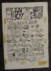 KEN AVIDOR WEINER "CAN YOU FIGURE OUT THE WACKY REBUS" puzzle page artwork - Picture 1 of 1