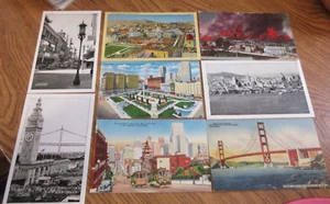 Lot Vintage POST CARDS San Francisco, California Chinatown / Cable Cars /Bridge - Picture 1 of 8