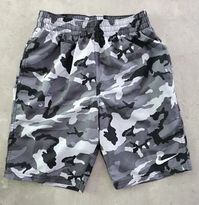 Rare Nike Big Boys 8" Swim Trunks Water Shorts Camo Black Grey Camouflage Size M - Picture 1 of 5